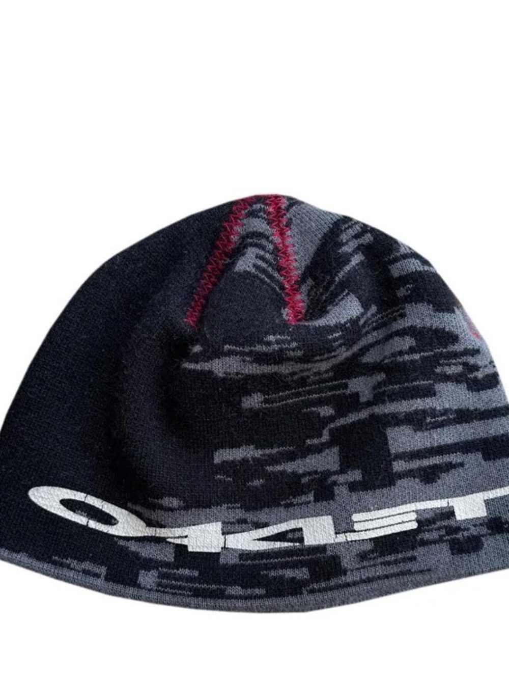 Vintage Oakley Software Multi Logo Black / Grey Beanie